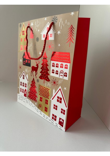 Yılbaşı Hediye Çantası | Orta Boy Parıltılı Kabartmalı Tekli Paket indirimleri