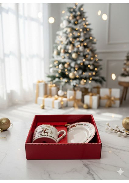 Noel Baba Temalı Kupa – Tabak – Kaşık 3’lü Hediye Seti fiyatları