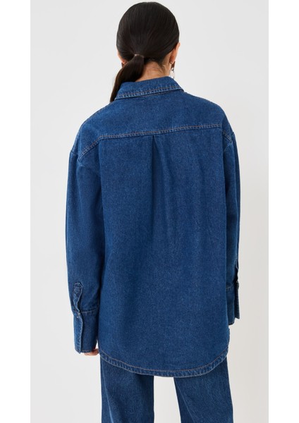 Koyu Mavi Regular Kalıp Gömlek & Bol Paça Pantolon Denim Takım. modelleri