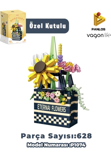 Panlos Boutıque Serisi Siyah Damalı Çanta Figürü 628 Parça Oyuncak Yapım Seti -FFP1074
