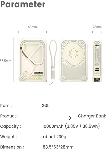 5'in 1 Pd 22.5W Hızlı Şarj Powerbank - 10000 mAh, Kablolu ve Kablosuz Standlı Çoklu Fişli Şarj Cihazı indirimleri