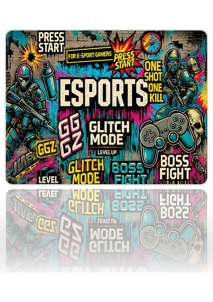 Glitch Mode Gaming Oyuncu Xl Mouse Pad Kaydırmaz Dikişli Mousepad 40X30 3mm Premium Büyük Boy