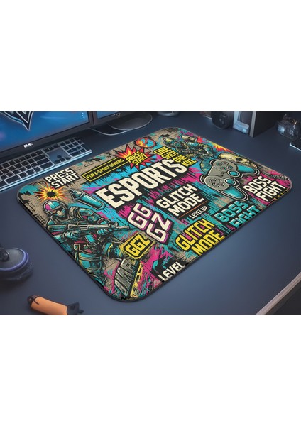 Glitch Mode Gaming Oyuncu Xl Mouse Pad Kaydırmaz Dikişli Mousepad 40X30 3mm Premium Büyük Boy fiyatları