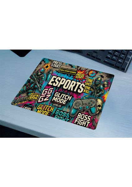 Glitch Mode Gaming Oyuncu Xl Mouse Pad Kaydırmaz Dikişli Mousepad 40X30 3mm Premium Büyük Boy modelleri