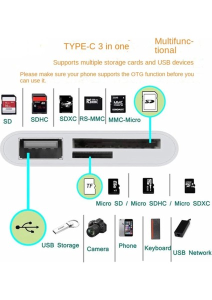 SE-7141 USB Type C To Sd Microsd Tf Kart Okuyucu USB 3in1 Çevirici Dönüştürücü Adaptör fırsatları