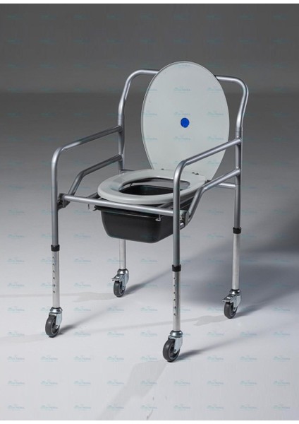 Seyyar Katlanabilir Hasta Yaşlı Engelli Tuvalet Sandalyesi Tekerlekli Klozetli Frenlli Wc'li Oturak