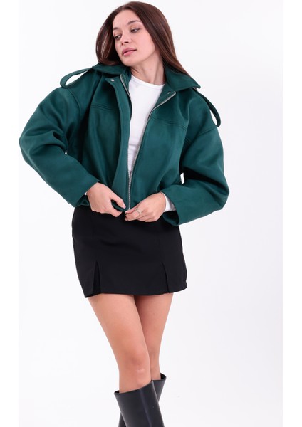 Oversıze Yeşil Süet Bomber Ceket Şık fiyatları