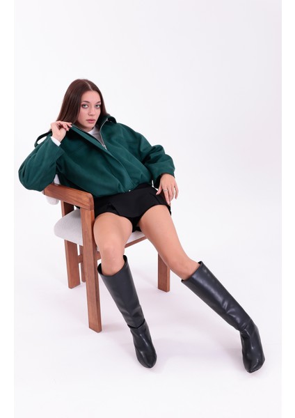 Oversıze Yeşil Süet Bomber Ceket Şık fırsatları