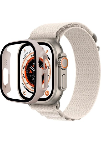 Apple Watch Ultra 49MM Desert Camlı Kasa Ekran Koruyucu - Metalik GOLD-(5796) - MK001R-4O3P84