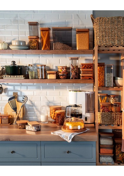 Yuviera 2300ml Ahşap Kapaklı Saklama Kabı 2'li