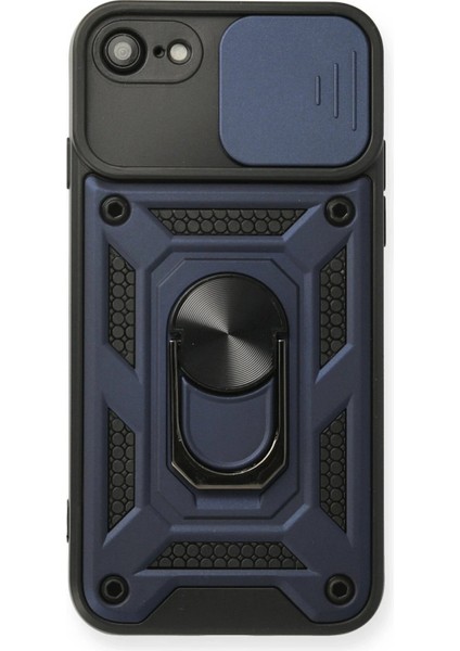 iPhone 7 Kılıf Pars Lens Yüzüklü Silikon - LACIVERT-(5796) - MK001R-4O7GG7