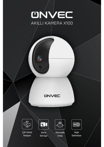 Akıllı Kamera, X100, 2 Gen, Hd, Tuya Destekli, Wifi Bağlantı, Sesli Iletişim, Gece Görüş, ONC-AK0723