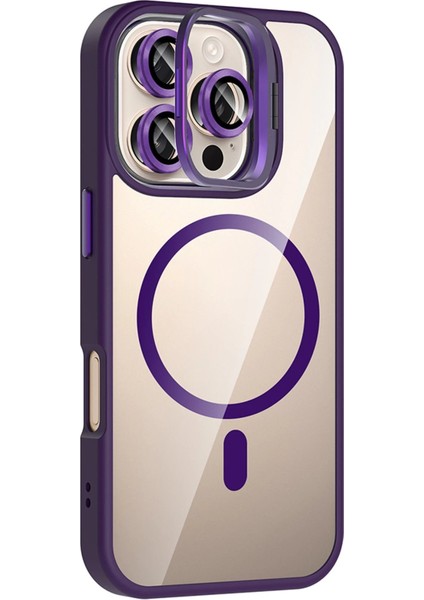 Apple iPhone 16 Pro Max Remim Lensli Magsafe Standlı Kapak - Derin MOR-(5796) - MK001R-4OF6H6 fiyatları