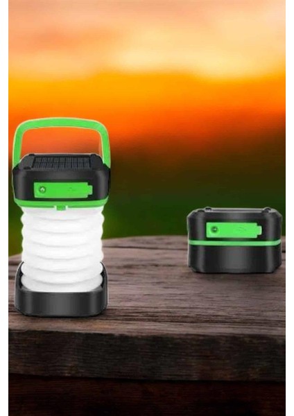 Katlanabilir Kamp Lambası Solar Fener Görünümlü 3 Kademeli Şarjlı - MK001R-4ODUO5