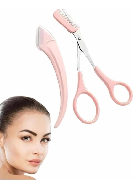 Taraklı Kaş Makası ve Ustura Seti Kaş Düzeltme Makası Kaş Bıyık Alma Aleti - MK001R-4OJIN8 fiyatları