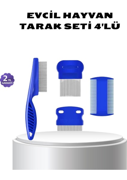 4’lü Evcil Hayvan Tüy Temizleme Seti – Paslanmaz Çelikplastik Pratik ve Hijye - MK001R-4O9QF