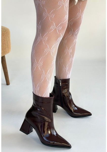 Bordo Rugan Fermuarlı Kadın Topuklu Bot modelleri