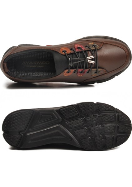 Kahve Hakiki Deri Ortopedik Kadın Casual Ayakkabı indirimleri