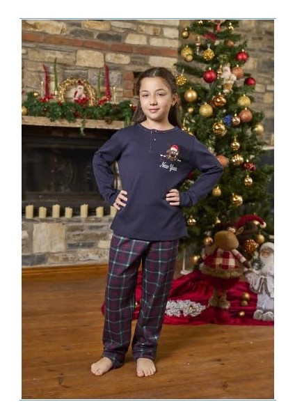 Aqua 26454 Yılbaşı Temalı Kız Çocuk Pijama Takım