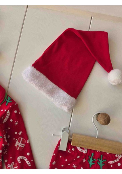 %100 Pamuk Yeni Yıl Konsepti Uzun Kollu Düğmeli Mevsimlik Kız Erkek Unisex Bebek Çocuk Pijaması indirimleri