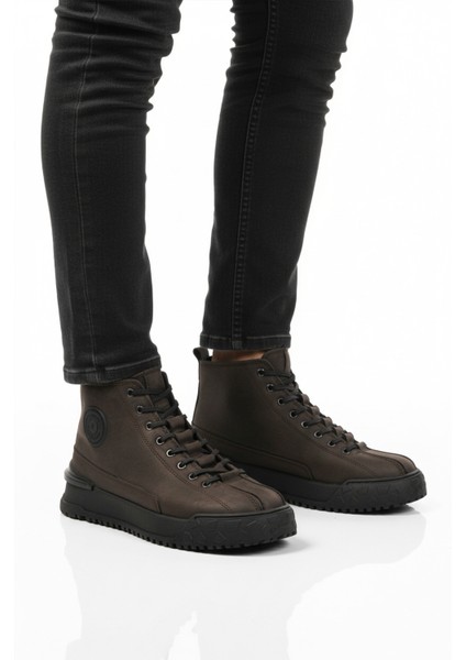 Kahve Nubuk Hakiki Deri Erkek Düz Bot