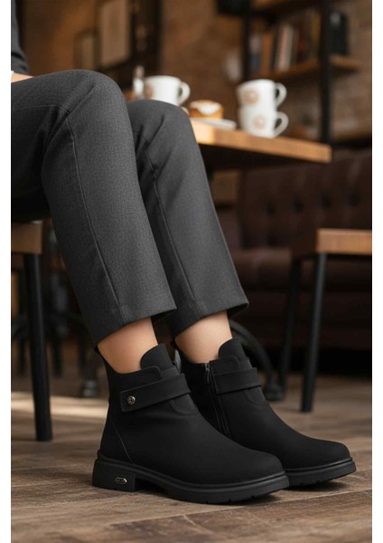 Siyah Nubuk Kürklü Kadın Topuklu Bot modelleri