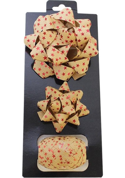 hediye Paketleme Seti Kağıt Fiyonk ve Kurdele Kraft-Kırmız 3'lü modelleri