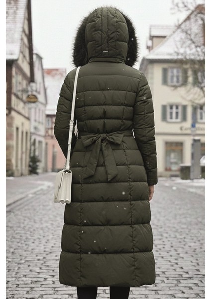 Kışlık Tam Boy Kürklü Şişme Kadın Mont modelleri