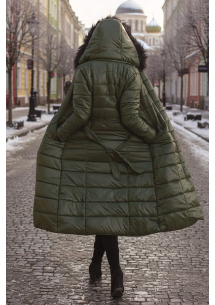 Kışlık Tam Boy Kürklü Şişme Kadın Mont fiyatları