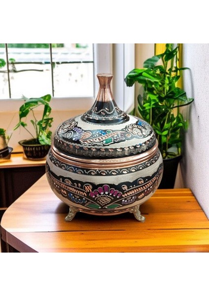 Bakır Şekerlik 17*12 cm Saf Bakır Şekerlik Büyük El Işlemeli Bakır Çikolatalık Erzurum Bakır Gondol indirimleri