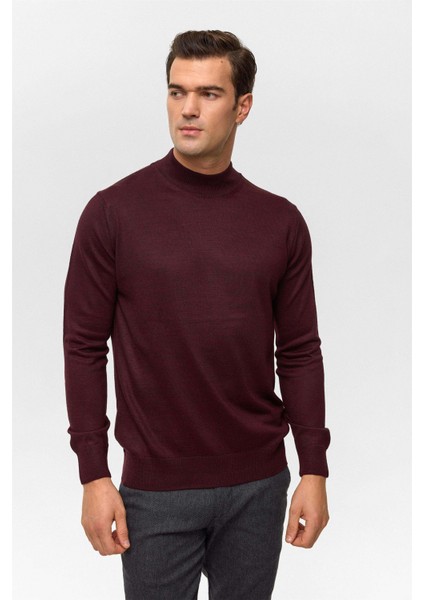 Yün Akrilik Yarım Balıkçı Yaka Bordo Erkek Kazak TR2013700485