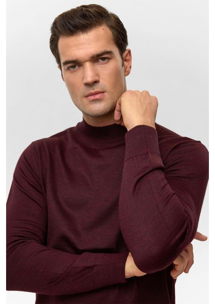 Yün Akrilik Yarım Balıkçı Yaka Bordo Erkek Kazak TR2013700485 fiyatları