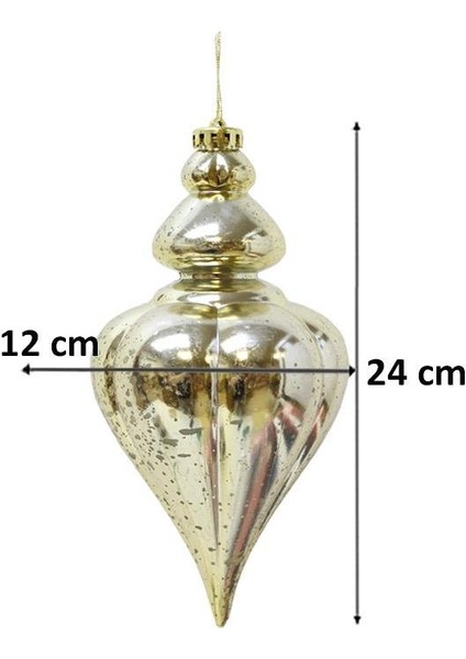 Yılbaşı Ağaç Süsü Antik Efektli Sarkıt Su Damlası Şekilli Asılabilir Dekoratif Süs Altın 24 cm modelleri