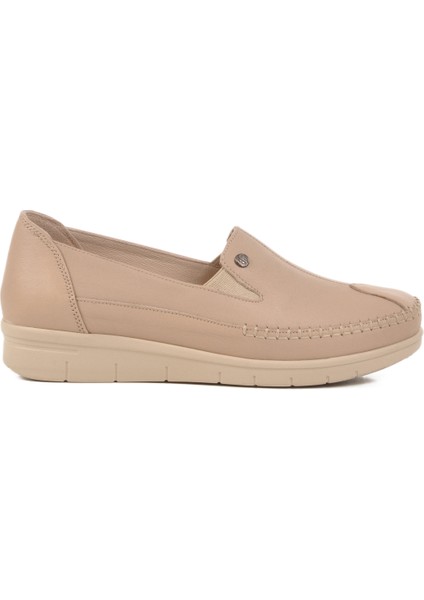 Krem Hakiki Deri Anatomik Kadın Casual Ayakkabı