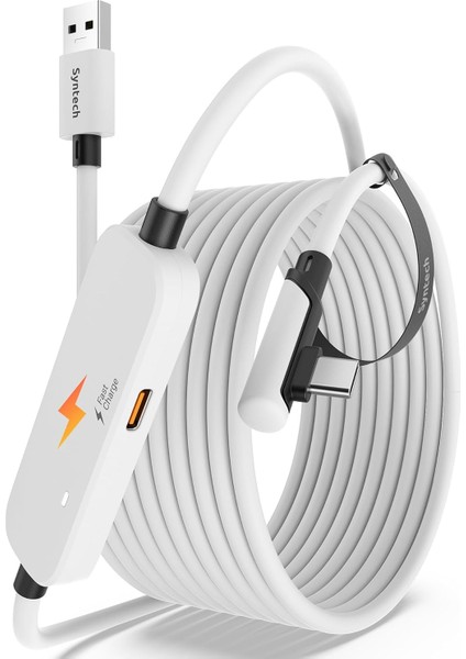 5 M USB 3.0 Şarj ve Bağlantı Kablosu – Meta Quest 3s/quest 3/oculus Quest 2 Uyumlu, Ekstra Şarj Portlu Vr Pc/steamvr Oyun Kablosu