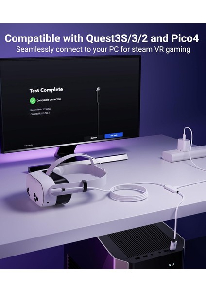 5 M USB 3.0 Şarj ve Bağlantı Kablosu – Meta Quest 3s/quest 3/oculus Quest 2 Uyumlu, Ekstra Şarj Portlu Vr Pc/steamvr Oyun Kablosu fiyatları