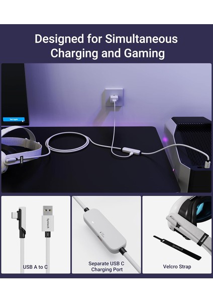 5 M USB 3.0 Şarj ve Bağlantı Kablosu – Meta Quest 3s/quest 3/oculus Quest 2 Uyumlu, Ekstra Şarj Portlu Vr Pc/steamvr Oyun Kablosu indirimleri