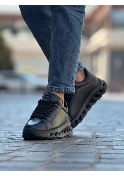 Bağcıklı Erkek Sneaker Siyah (Siyah Taban) fırsatları