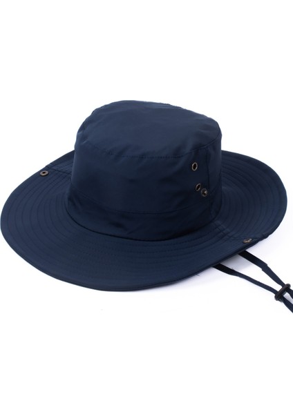 Yazlık Katlanabilir Geniş Siperlikli Lacivert Safari Kovboy Şapkası Unisex Fötr Bucket Balıkçı Şapka modelleri