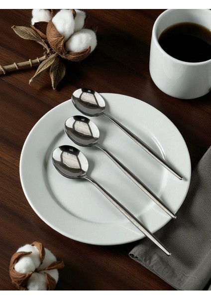 Round Yeni Nesil 6'lı Yemek Kaşığı Paslanmaz Çelik