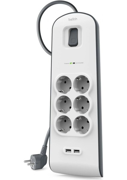 Belkın BSV604 2 Metre 6lı Usba Akım Kor. Prız