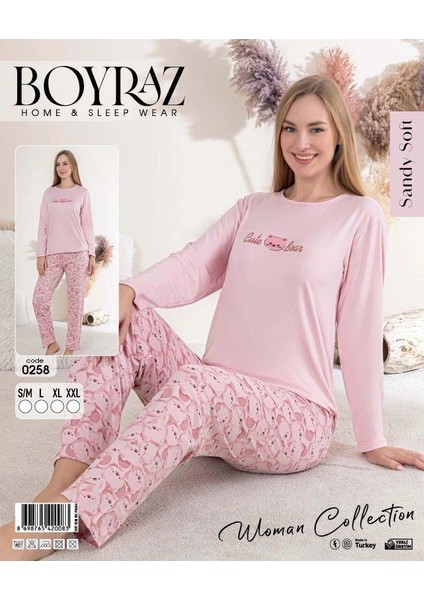 Boyraz 0258 Kadın Sandy Soft Uzun Kol Pijama Takımı