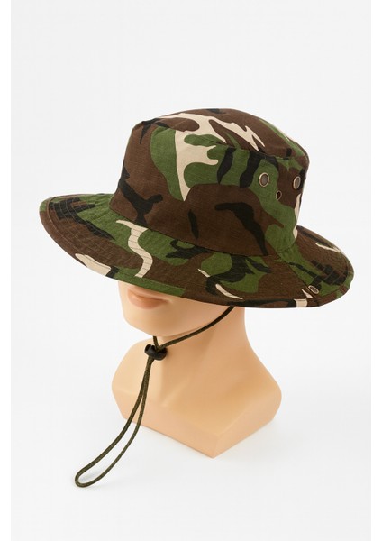 Yazlık Katlanabilir Geniş Siperlikli Kamuflaj Safari Kovboy Şapkası Unisex Fötr Bucket Balıkçı Şapka