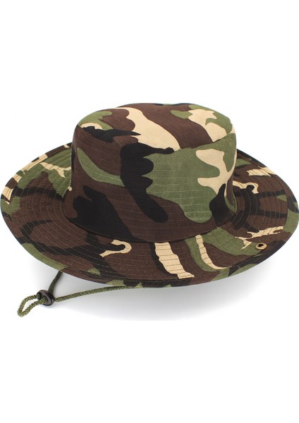 Yazlık Katlanabilir Geniş Siperlikli Kamuflaj Safari Kovboy Şapkası Unisex Fötr Bucket Balıkçı Şapka fiyatları