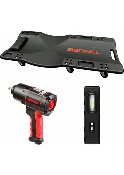 Araç Altı Yatma Tahtası Havalı Somun Sökme Şarjlı LED Fener LED Lamba