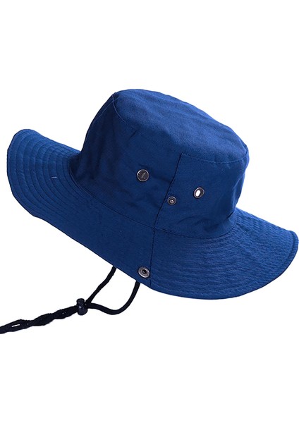 Yazlık Katlanabilir Geniş Siperlikli Mavi Safari Kovboy Şapkası Unisex Fötr Bucket Balıkçı Şapka