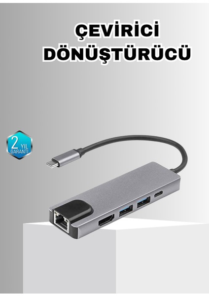 Alüminyum Kasalı MacBook Usb-C Hub – 4K HDMI USB 3.0 Sd/tf Kart Girişi Pd Şarj - MK001R-4O9T3
