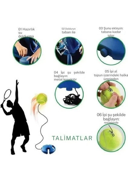 Tenis Antrenör Seti Profesyonel Elastik Halatlı Tenis Antrenman Aleti Pratik Spor Fitness Aleti