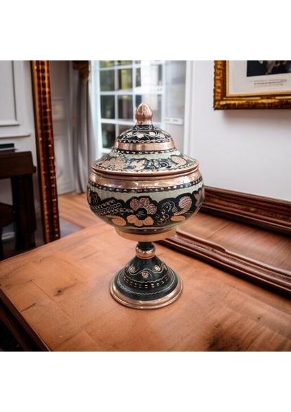 Bakır Şekerlik 23*12 cm Saf Bakır Şekerlik Büyük El Işlemeli Bakır Çikolatalık Erzurum Bakır Gondol