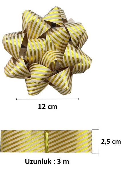 Hediye Paketleme Seti Kağıt Fiyonk ve Kurdele Kraft-Altın Çizgili 2'li fiyatları